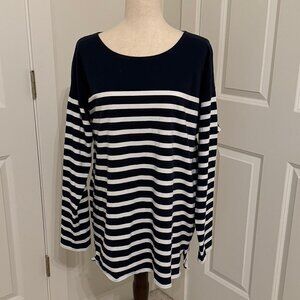 J. Crew Striped Boatneck Cotton Tunic Top XL